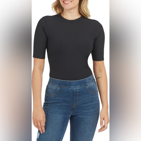 Spanx Ribbed Crew Neck Short Sleeve Bodysuit - Size XL - Picture 2 of 6